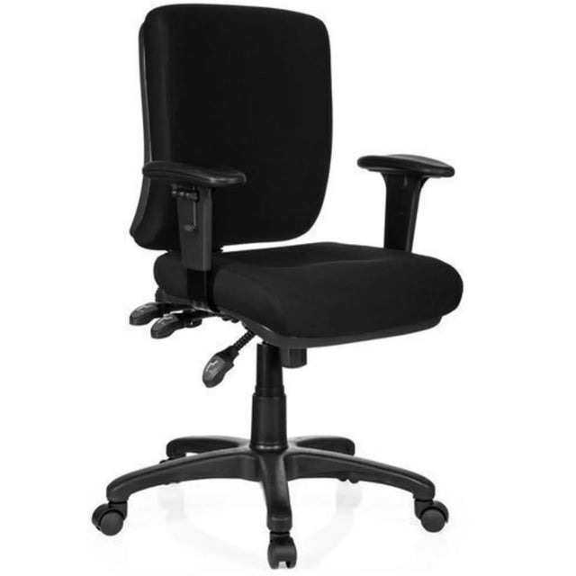 Svart Professionell kontorsstol ZENIT BASE med armstöd och hjulstjärna från hjh OFFICE