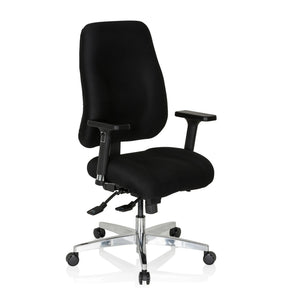 Svart Professionell kontorsstol ZENIT COMFORT med armstöd och blankt underrede från hjh OFFICE