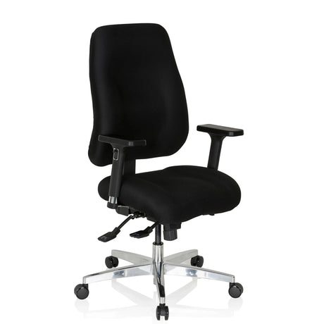 Svart Professionell kontorsstol ZENIT COMFORT med armstöd och blankt underrede från hjh OFFICE