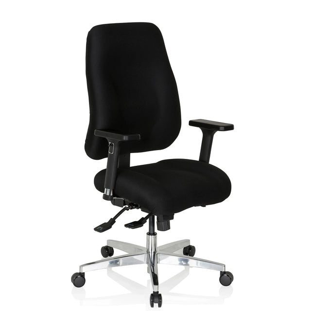 Svart Professionell kontorsstol ZENIT COMFORT med armstöd och blankt underrede från hjh OFFICE