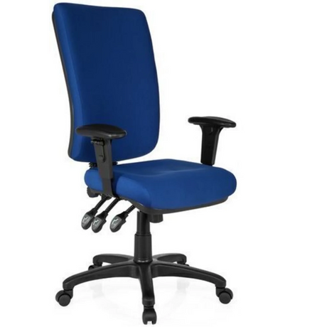 Professionell kontorsstol ZENIT HIGH med blå tygklädsel och svarta armstöd från hjh OFFICE
