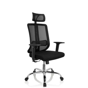 Svart Home Office kontorsstol ZH 200 med nätryggstöd och nackstöd från hjh OFFICE